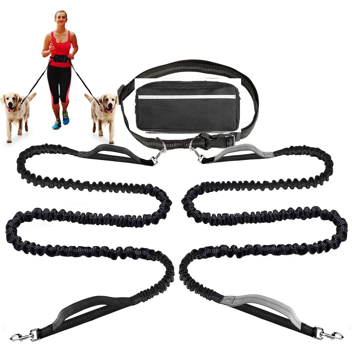 Walk Free: Hands-Free Dog Leash with Zipper Pouch
